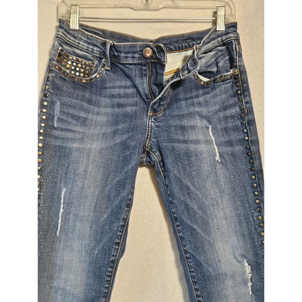 GRAY Saks Fifth Avenue Studded Skinny Jeans Medium Wash Distressed Women's - Picture 16 of 16